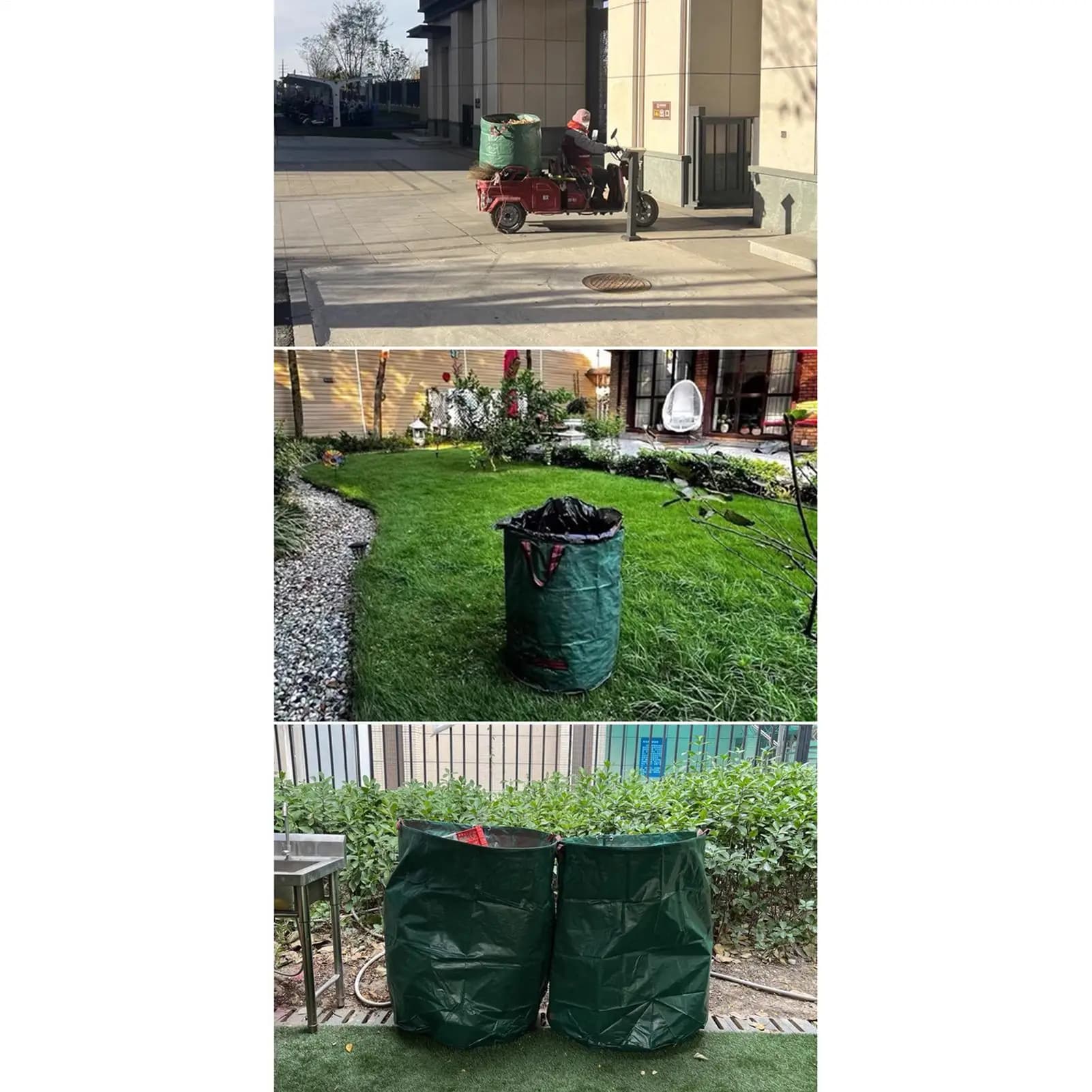 Sacchetto per rifiuti da prato Organizzatore impermeabile autunnale 272L Borsa da giardino riutilizzabile per prato e foglie per garage, spiaggia, cortile, parco, parco
