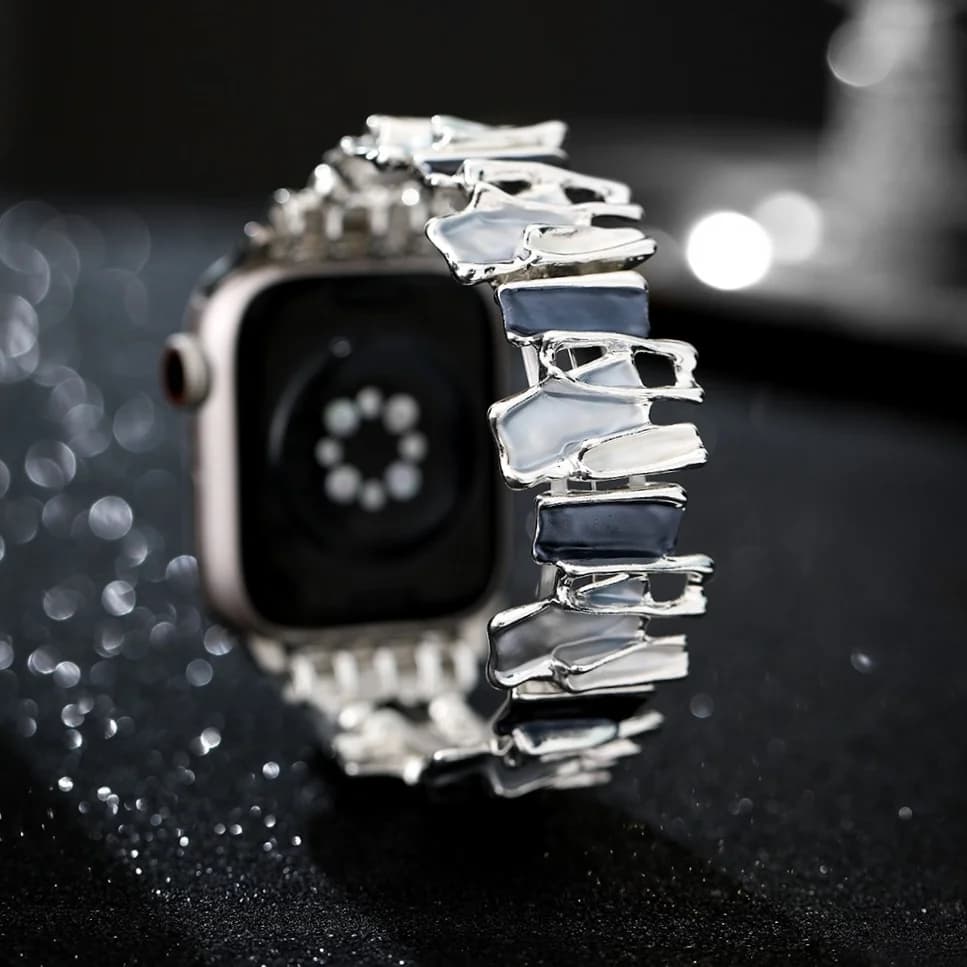Bracciale elastico in metallo con design geometrico per iWatch 42mm 40 38 41 49 45 44mm, cinturino Dopamine per Apple Watch 9 8 7 6 5 4 SE Ultra 2