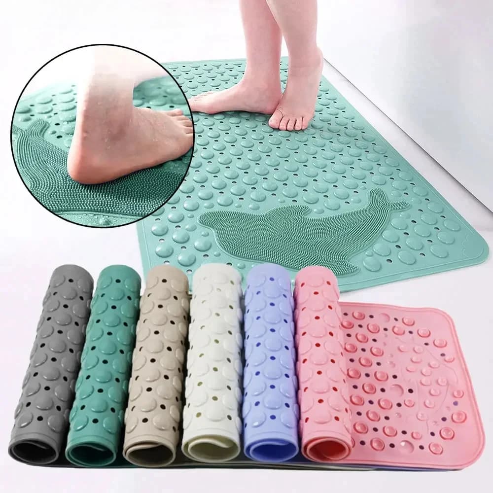 Tappetino antiscivolo per bagno tappetino antiscivolo per doccia in PVC mondo in silicone tappetino per ventosa per massaggio delfino con foro di drenaggio