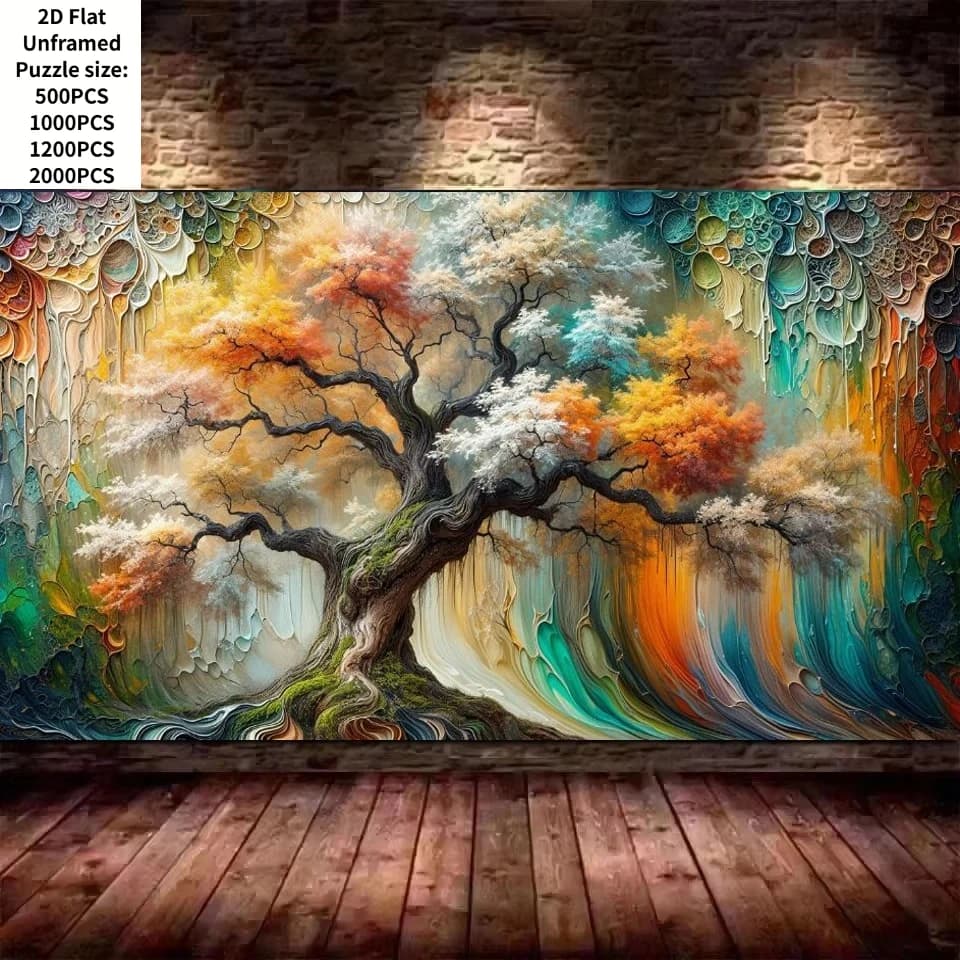 Puzzle da 500/1000 Pezzi con Albero di Quercia Antico e Paesaggio Testurizzato, Gioco Educativo per Bambini, Regalo per Giochi Infantili