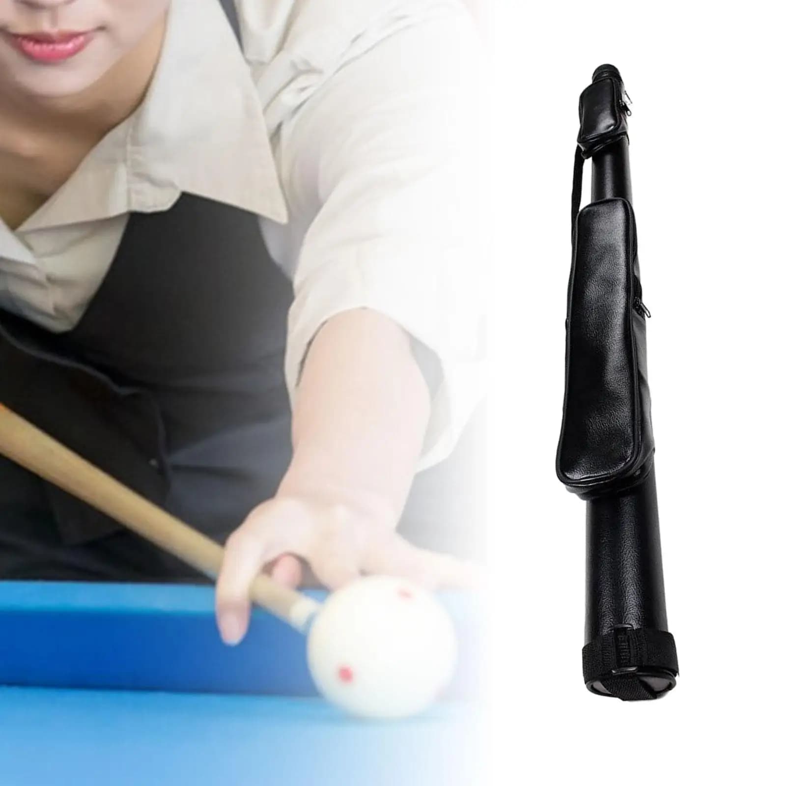 PU Billiards Pool Cue Case 2 Holes Billiard Stick Rod Protector Snooker Club