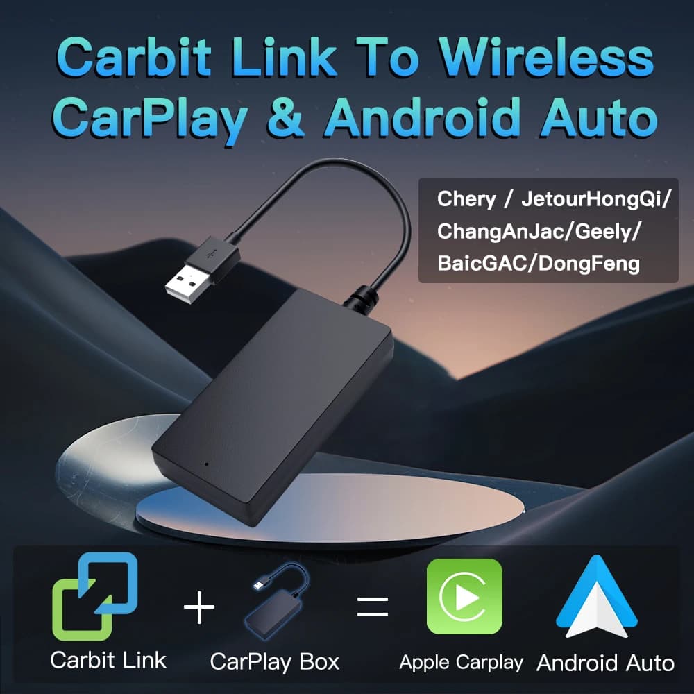 CARABC NUOVO collegamento Carbit Plug and Play per Apple Wireless CarPlay Android AUTO Box Navigazione per auto Interconnessione macchina per auto intelligente
