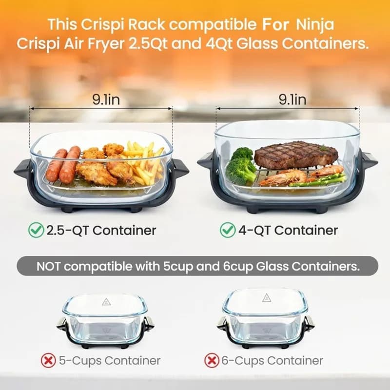 A83G-2Pcs For Ninja Crispi Air Fryer FN101 Compatible 304 Stainless Steel Rack