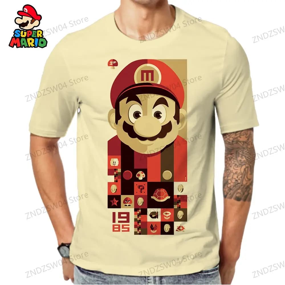 Maglietta da uomo-shir uomo 2024 110-6XL Super Mario moda uomo T-Shirt per bambini estate abbigliamento genitore-figlio Streetwear top Anime