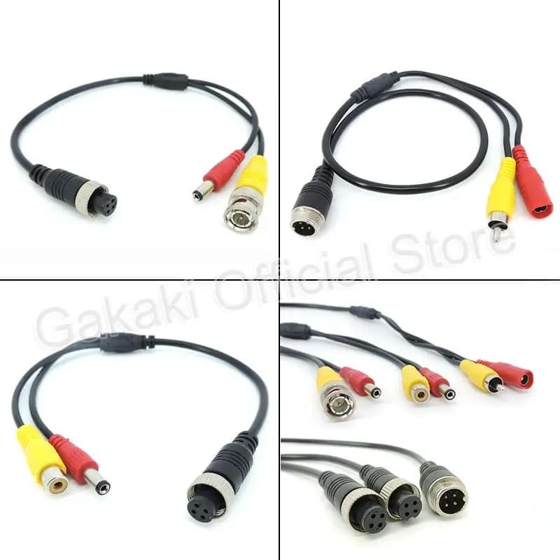 Cable Extension Adapter for Aviation M12 4 Pin Male/Femmina to BNC DC RCA Male/Femmina for CCTV Security Cameras