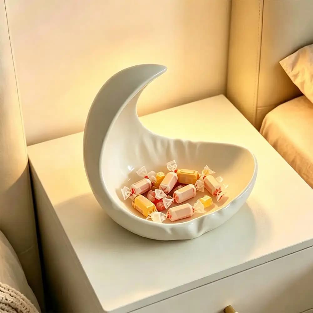 Organizer da Scrivania a Forma di Luna con Bordi Senza Sbavature, Contenitore per Scrivania Stampato in 3D con Bordi Lisci per Oggetti Piccoli
