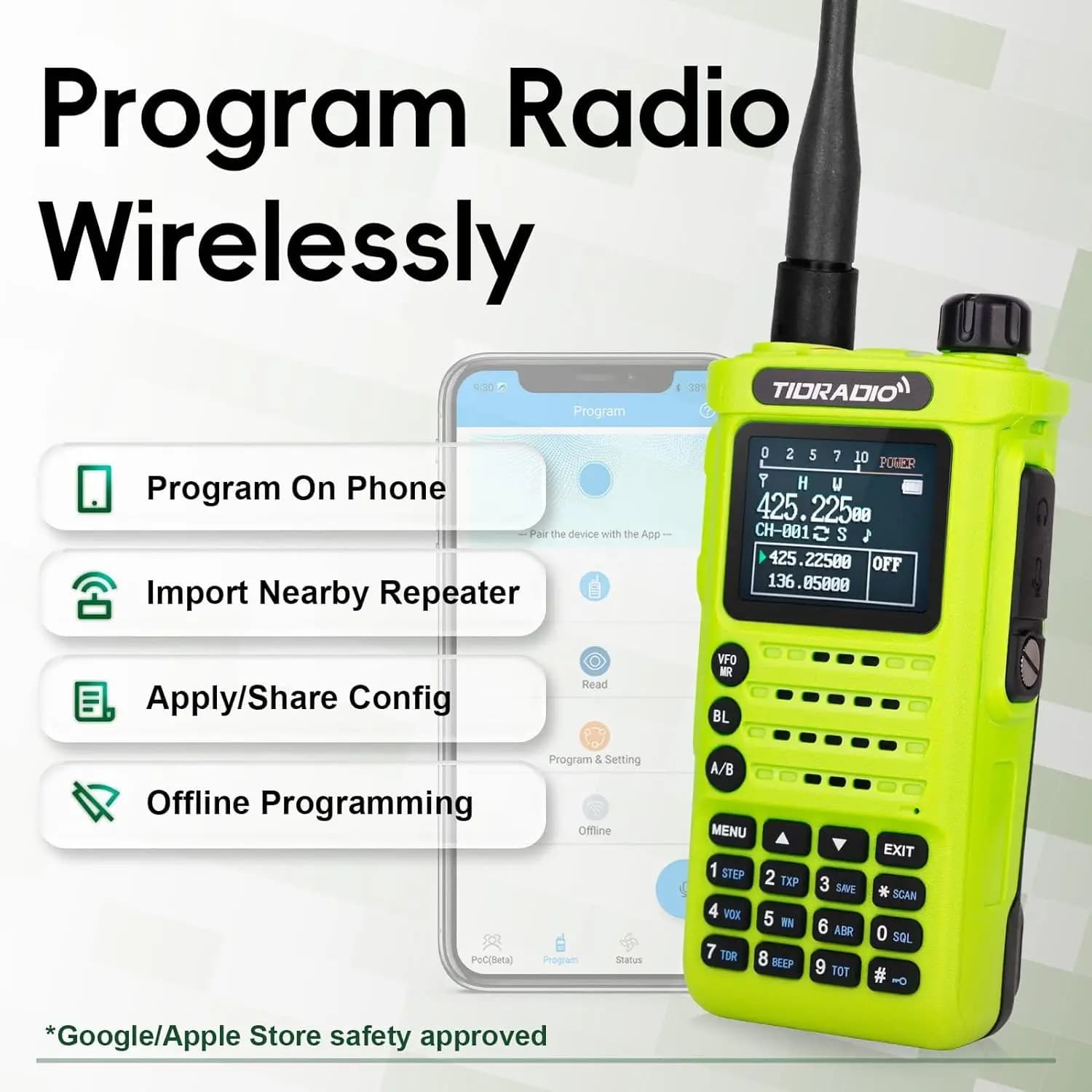 TIDRADIO TD-H8 10W Walkie Talkie Portable Radio Long-Ray Bluetooth Connector Programmable Switch for Cell Phone