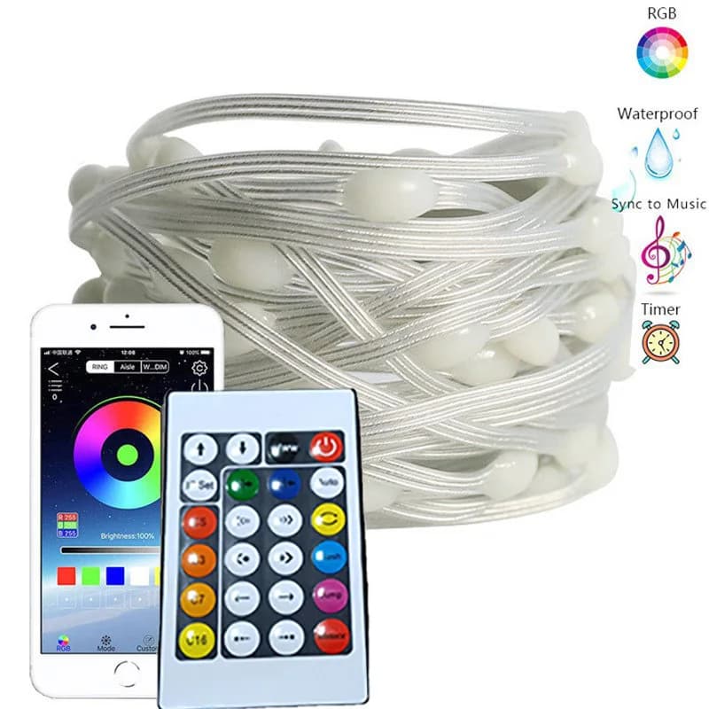 Lucine a LED 5M 10M USB Fairy Light APP Remote Decorazioni per corde multifunzionali per interni ed esterni per feste di Natale