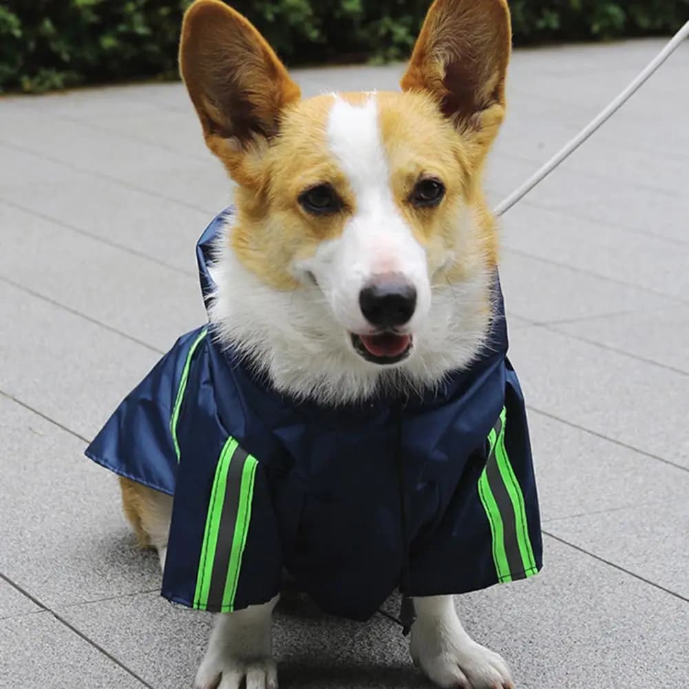 Pet Raincoat with Leash Hole Dog Rain Poncho with Leash Opening Waterproof Dog Raincoat with Reflective Strips Leash for Small