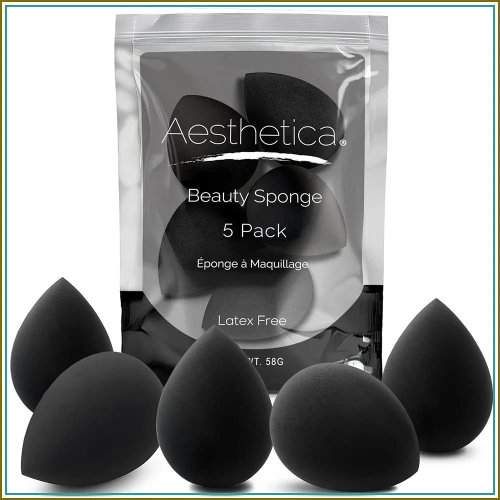 Set di 5 Spugne per Trucco - Senza Lattice, Vegane - per Applicazione di Fondotinta, Crema e Polvere