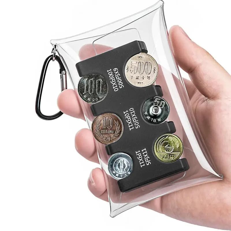 Borsa portamonete Yen giapponese Portamonete portatile con classificazione valuta giapponese Clip Portamonete trasparente da viaggio anti-perdita