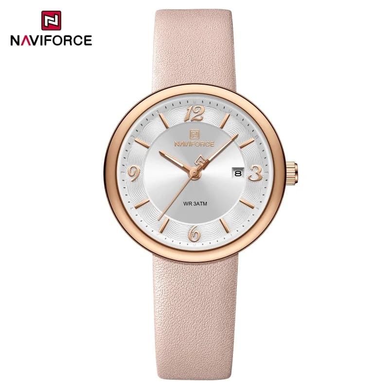 Orologio da Donna NAVIFORCE al Quarzo con Calendario, Impermeabile 3ATM, Luminoso, Cinturino in Pelle PU, Elegante e Casual