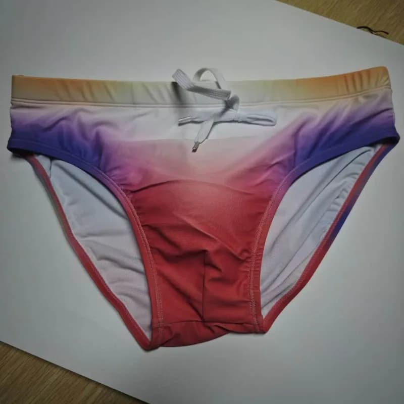 2026 Fashion Color triangle men's swimming trunks low belt cup swimming trunks seaside hot spring professional swimsuit 10007zb