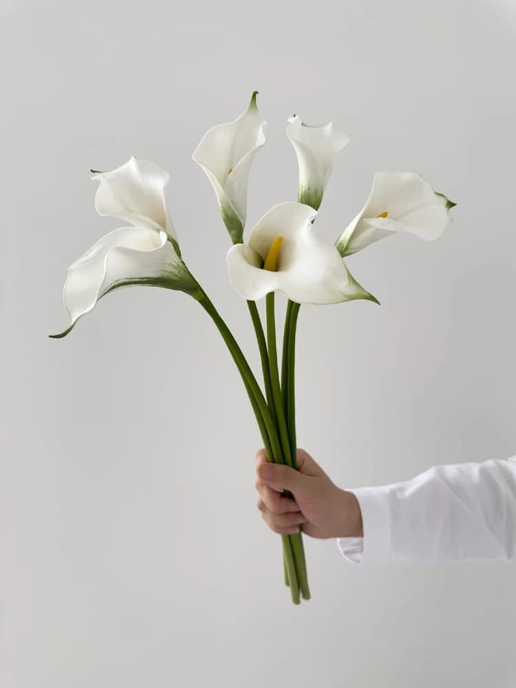 6 pezzi di fiori di giglio di calla artificiale bianco bouquet di giglio di calla di Eva decorazione da sposa per la casa composizione floreale fai da te
