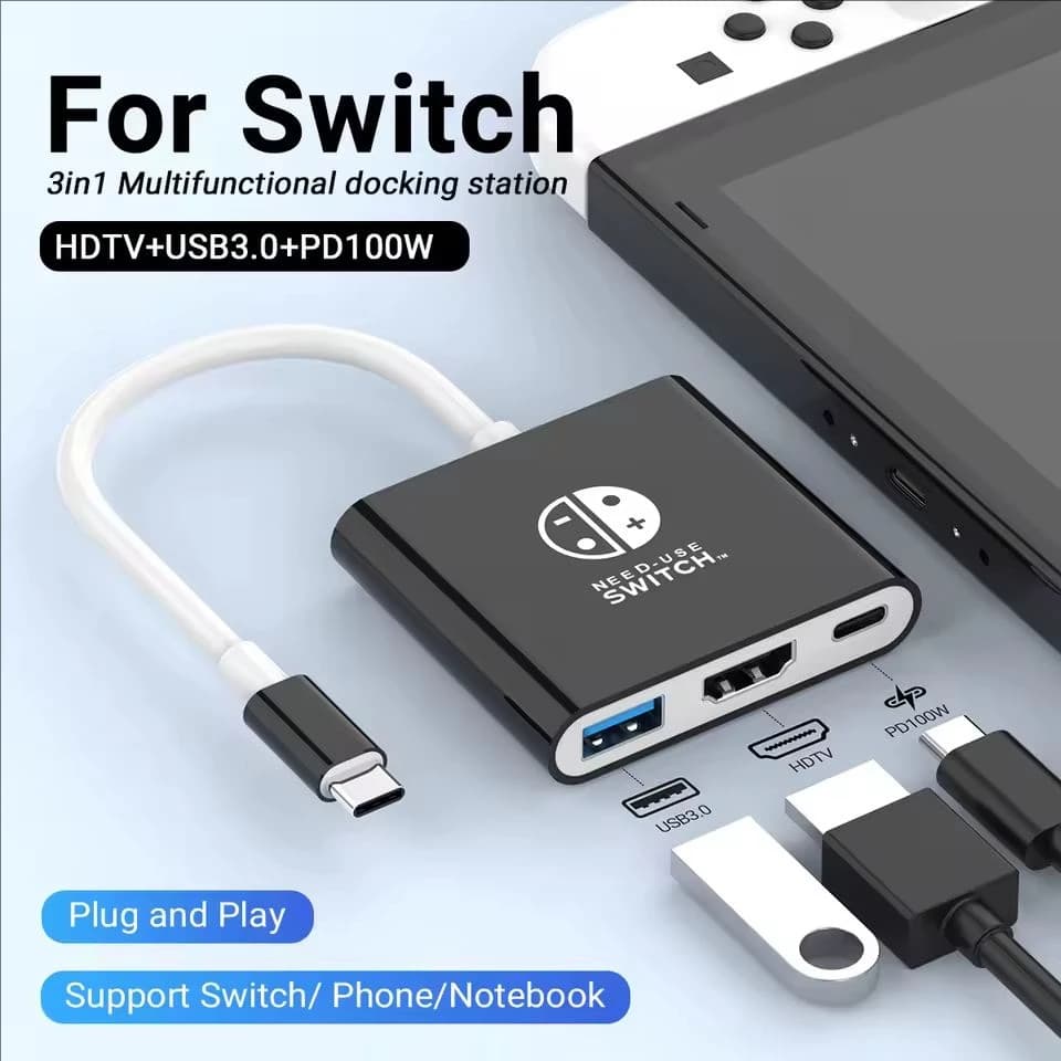 Switch Dock Adattatore TV Dock da viaggio OLED 4K30HZ con porte HDMI 2.0, adatto per giochi e monitor