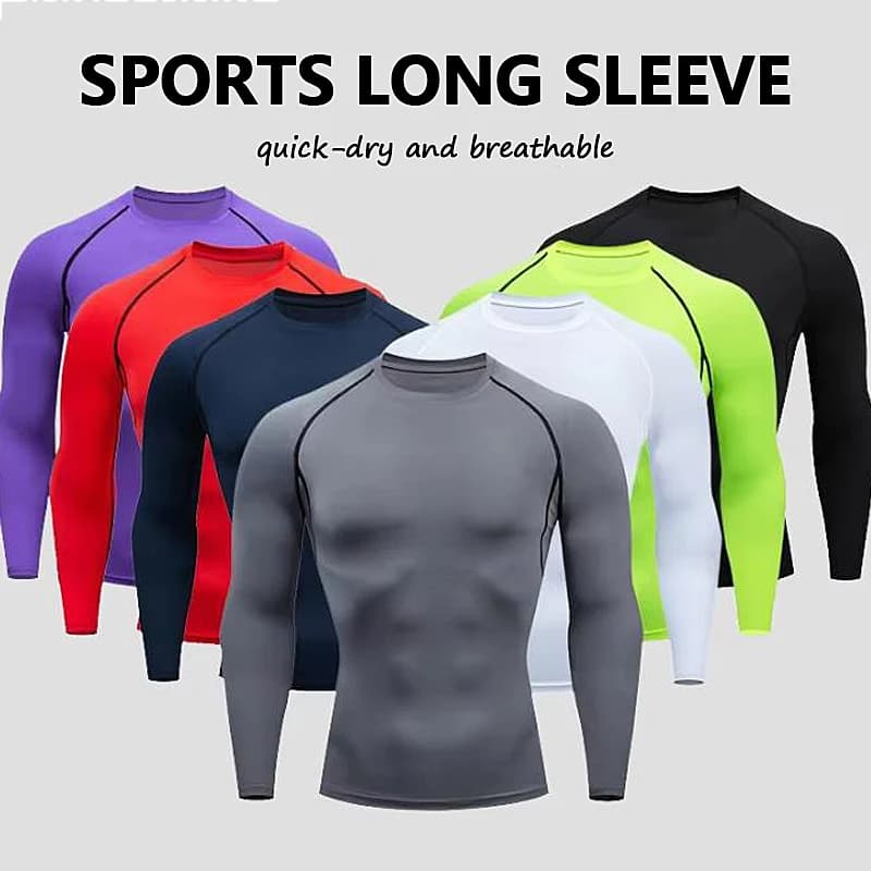 Compression Running Top Men Long Sleeve Shirt For Male Gym Clothing Quick Dry Sportswear Fitness Tee Training Workout Muscle Top