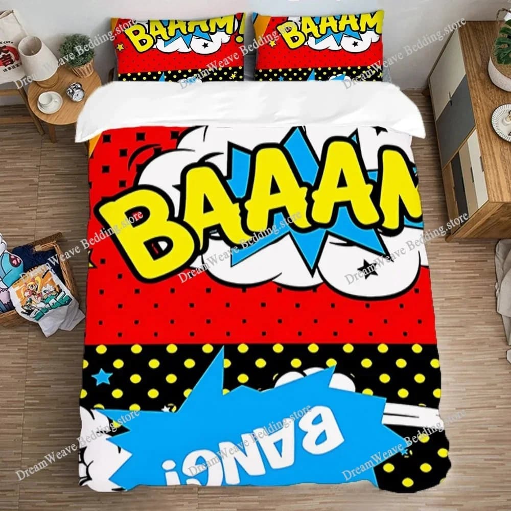 Set di Biancheria da Letto Matrimoniale Queen Size, Set Copripiumino alla Moda, Copripiumini, Federe Pop Art, Tessili per la Casa 96396