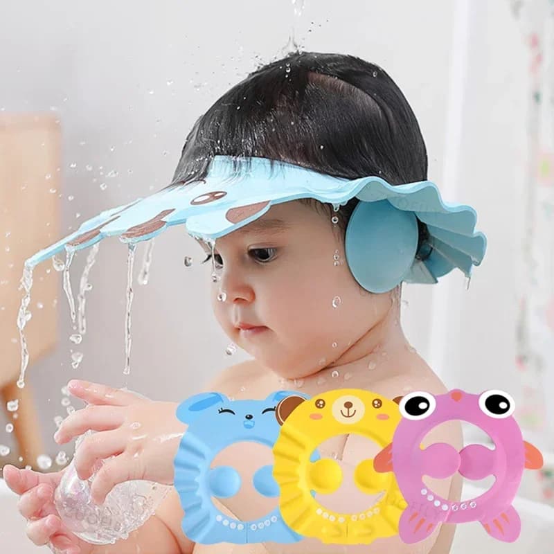 Baby Shower Cap Soft Baby Hat for Wash Adjustable Hair for Kids Ear Protection Safe Shampoo for Kids Bathroom Shower Protect Head Cover