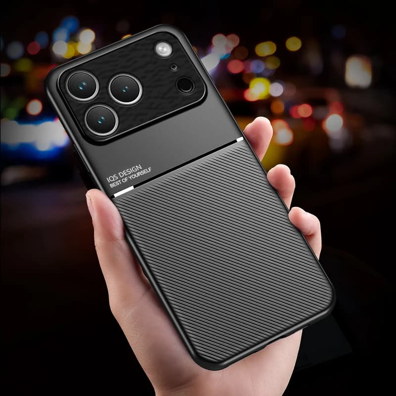 Custodia in pelle di lusso per iPhone 17 Air 16 16E 15 14 13 12 11 Pro Max Plus Supporto per piastra metallica integrata Supporto per auto Coperture magnetiche