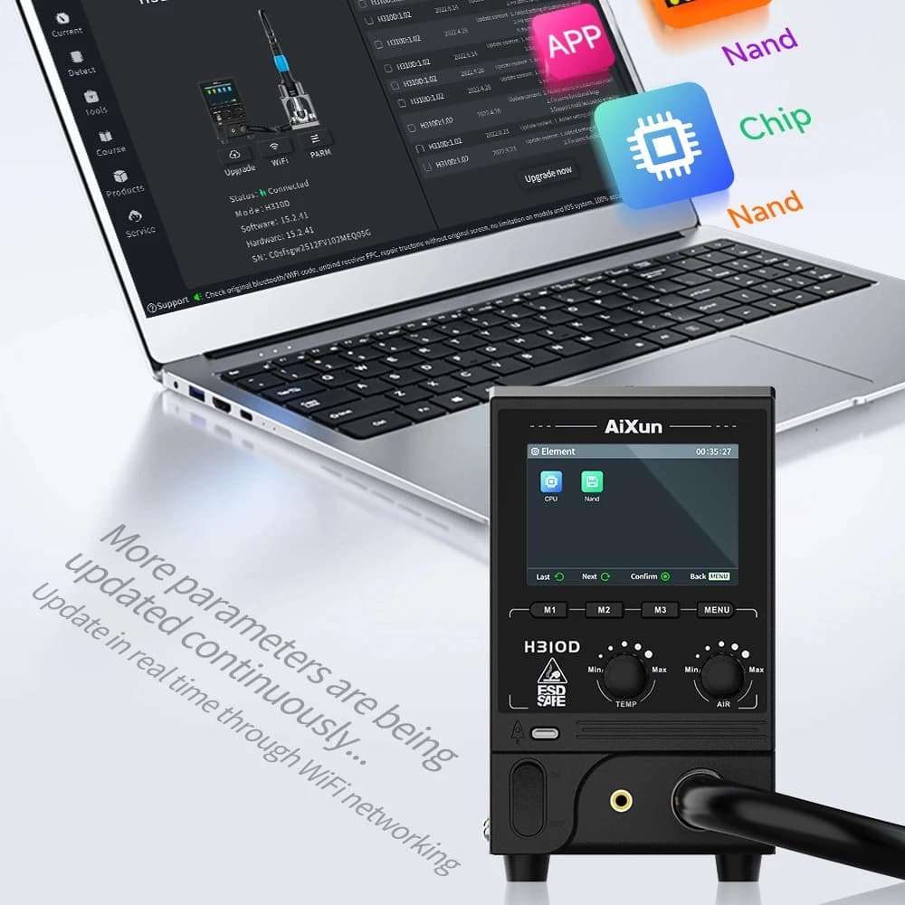 Aixun H310D Stazione di rilavorazione BGA Pistola ad aria calda intelligente Stazione di riscaldamento digitale ad alta potenza da 1000 W con ugello di saldatura per telefono