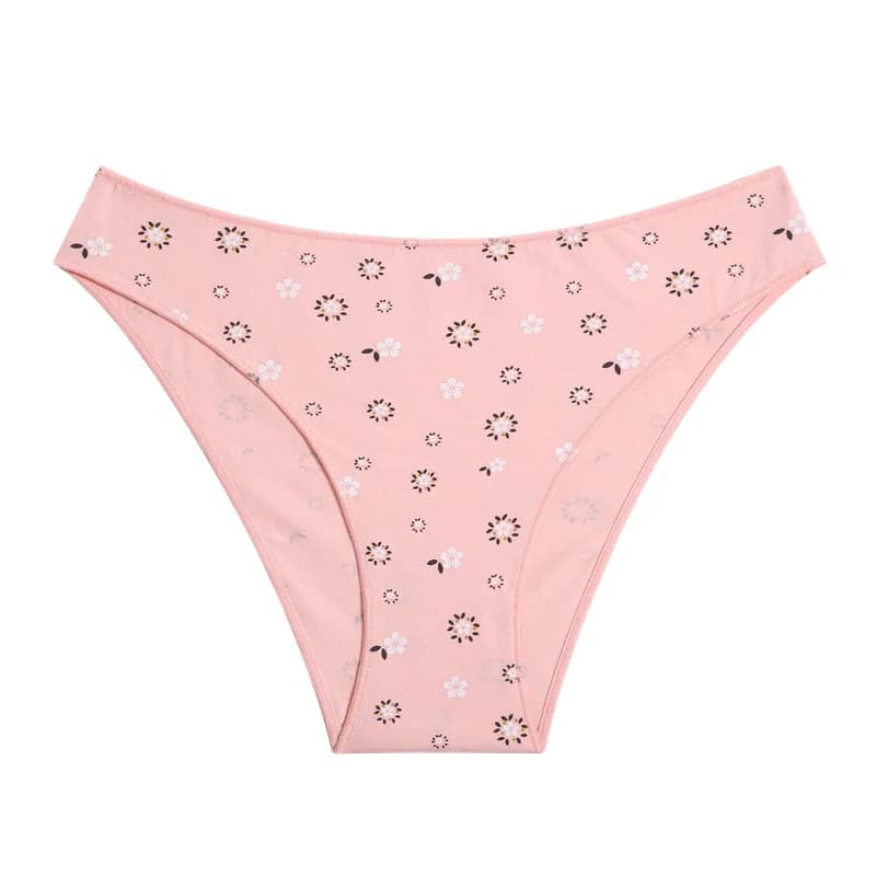 Cute Floral Pattern Women's Underwear European Size Ladies' Briefs Comfortable Breathable Cotton mid Waist Design Home Clothes