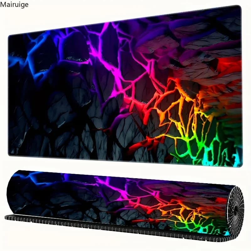 Tappetino per mouse da gaming grande 90x40, design sfumato rosso e blu, antiscivolo con bordi cuciti, tappetino da scrivania per gaming, tastiera, giocatori e lavoro d'ufficio