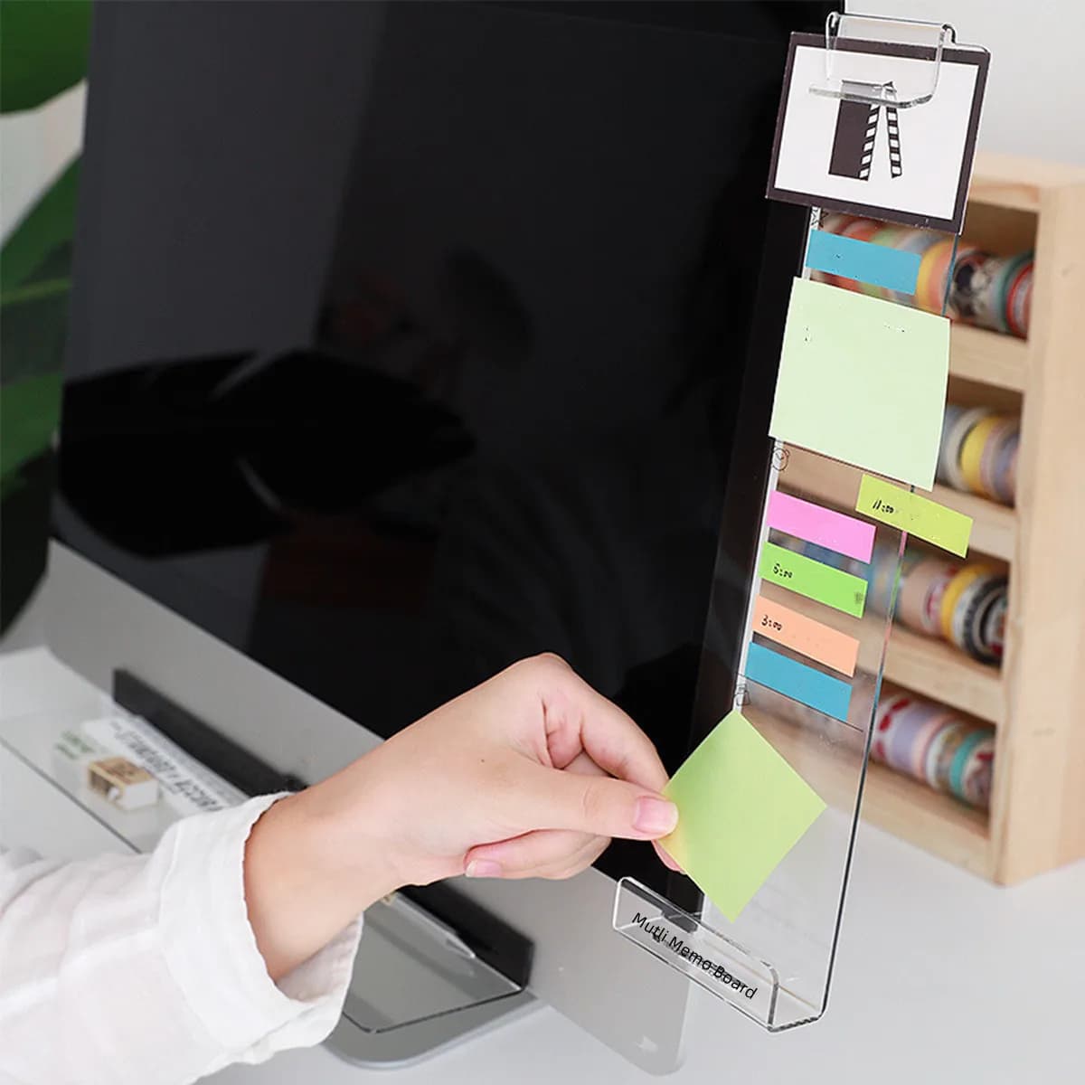 1 acrylic monitor bench, computer screen, side board, office reminder, mobile phone board, business card holder