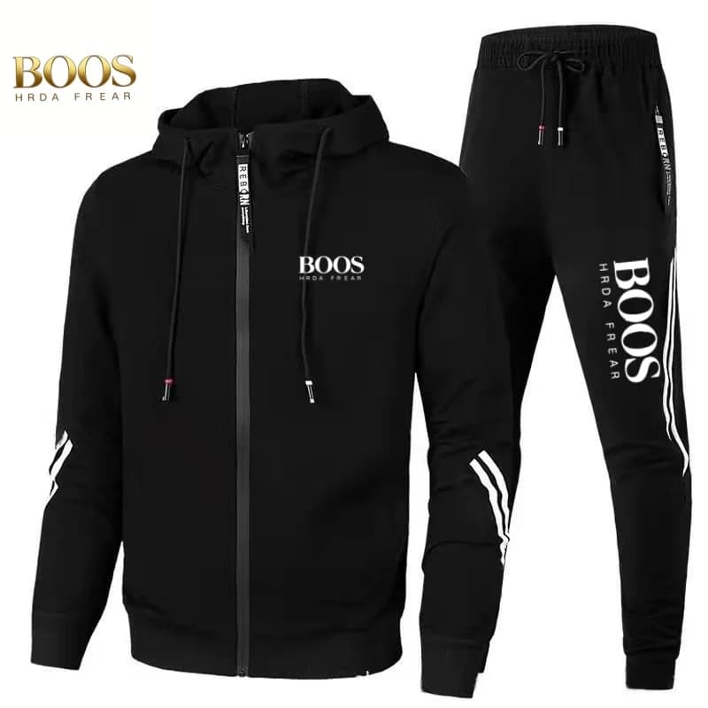 Nuovo abbigliamento sportivo alla moda da uomo, per corsa, fitness, top in due pezzi, set di abbigliamento sportivo con pantaloni lunghi, nuova giacca con cerniera per autunno e inverno