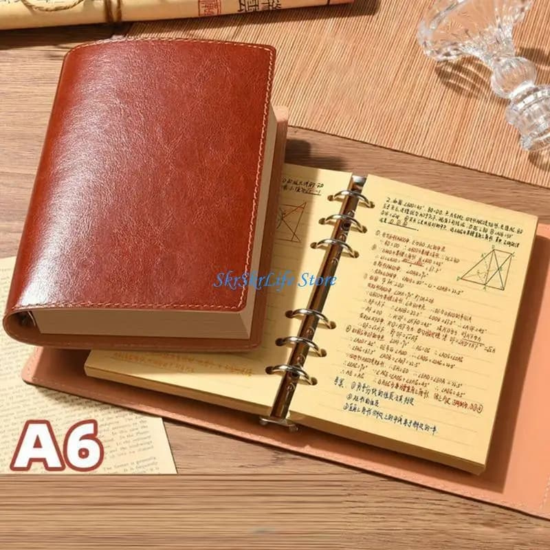 E65E Lined Paper Writing Journal with PU Leather Cover and Loose Page Change Design for Study and Office Use