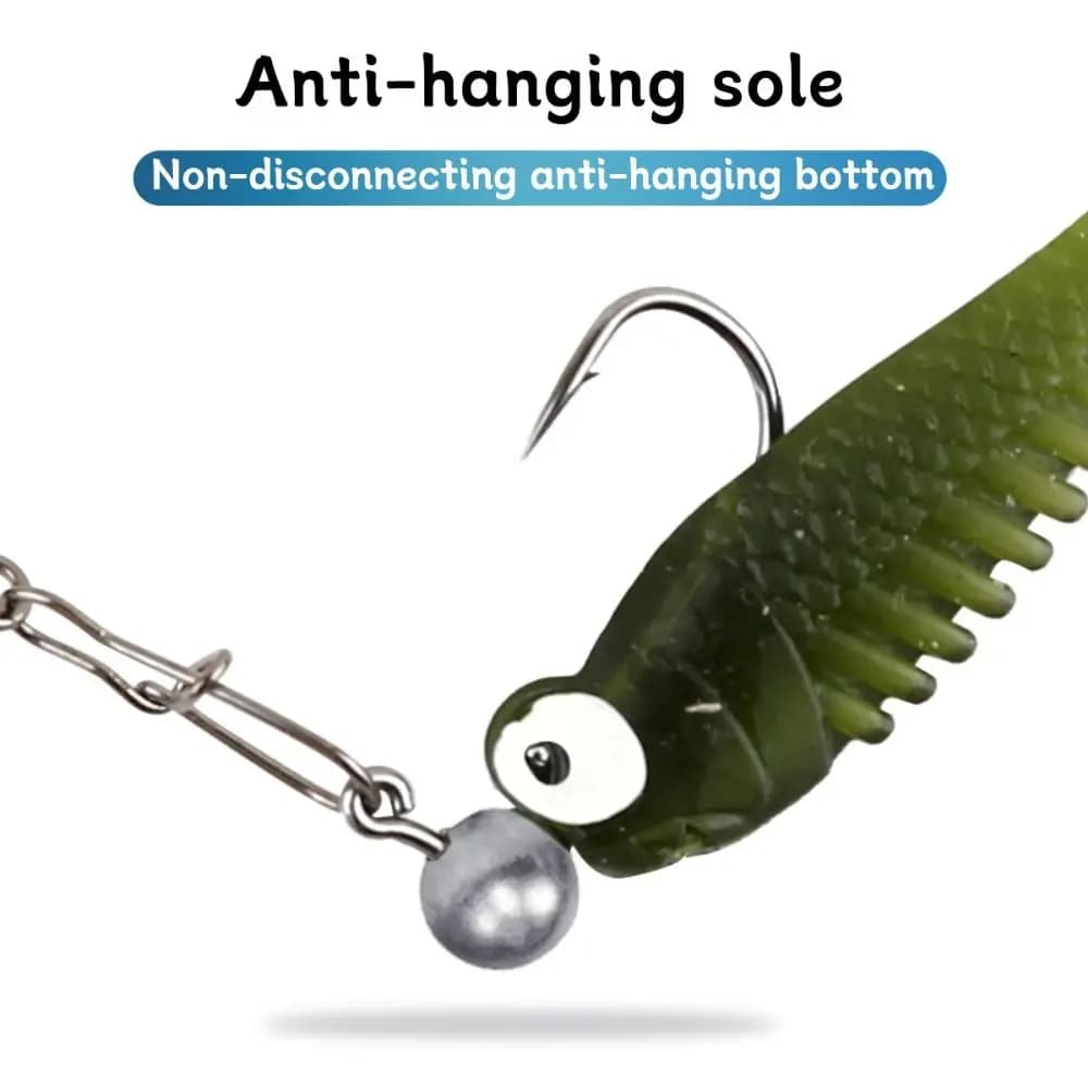 Silicone Cluster Fish Lure Anti-hanging Sole Sharp Fish Hook Fishing Lure Set Swivel Pin Realistic Action Simulation Bait