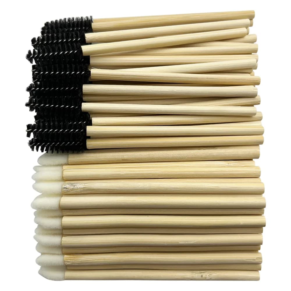 50/100pcs Lip Brush Kit Bamboo Handle Eyelash Brush Gloss Bacchette Applyer Makeup Tool for Eyelash Extension Tools