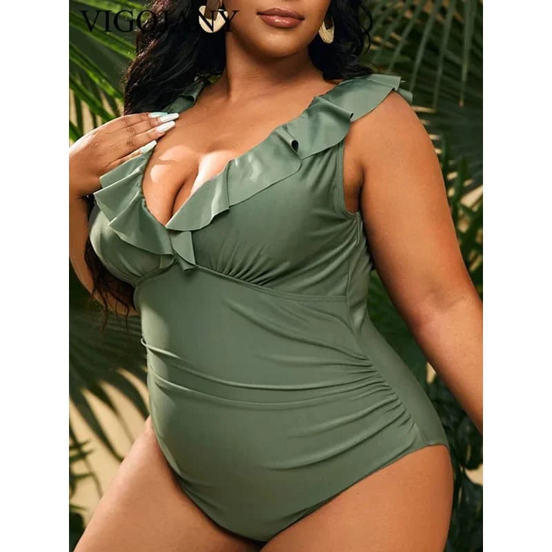 2026 New Style Plus-Sized One-Piece Conservative Women'S Swimsuit - Plus Size Bikini Beachwear