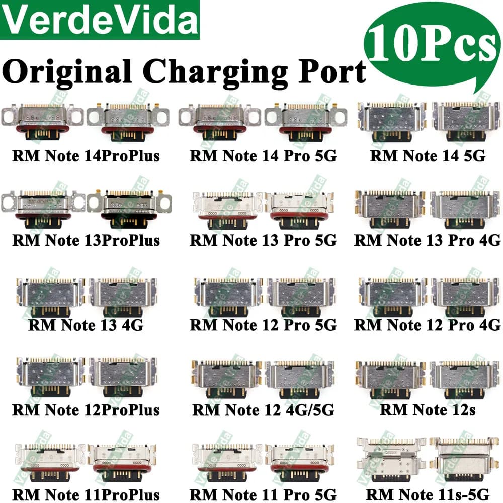 10Pcs Charging Port Connector For Xiaomi Redmi Note 12 13 14 Pro Plus 4G 5G 11 12s 13Pro 12Pro 14Pro Micro Charger Dock USB Plug