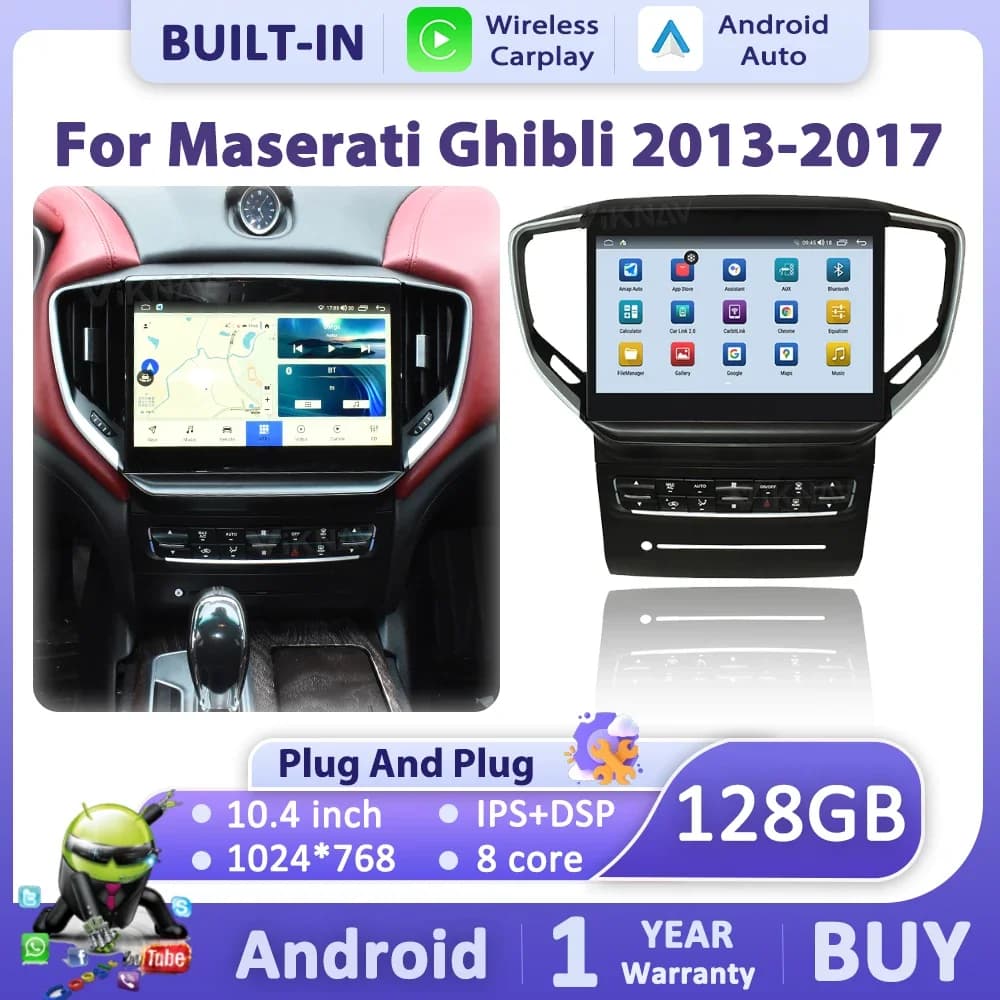 For Maserati Quattroporte Ghibli 2013-2017 Multimedia Player Stereo Upgrade Touch Screen Car Radio Wireless Carplay Android Auto