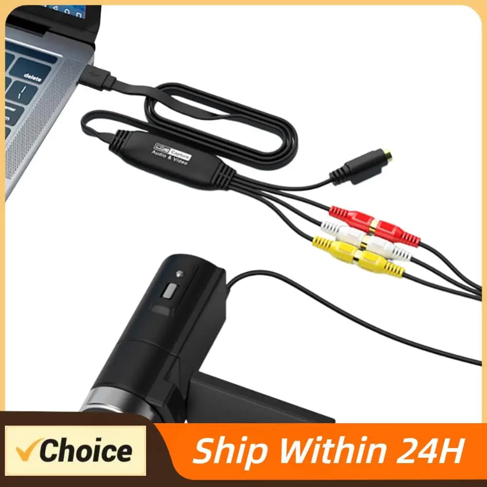 Scheda di acquisizione video USB, convertitore da VHS TV DVD VCR a digitale, adattatore di acquisizione video da USB a AV per PC