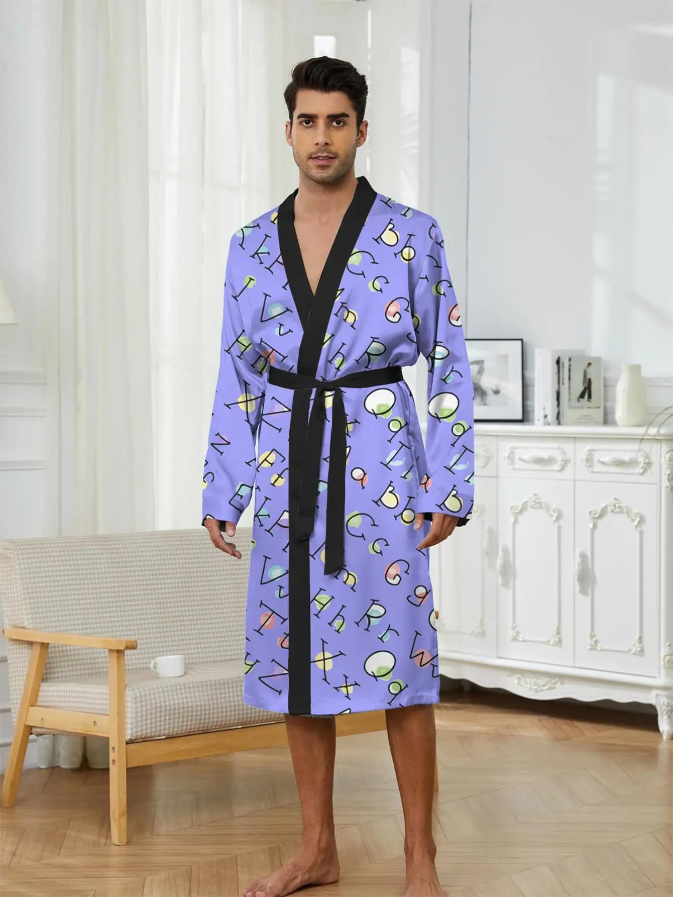1pcs Men's Robes 2026 Spring/Summer 3D Printed Sleepwear robe Shower robe Robe man Breathable Bathrobe men Graphic