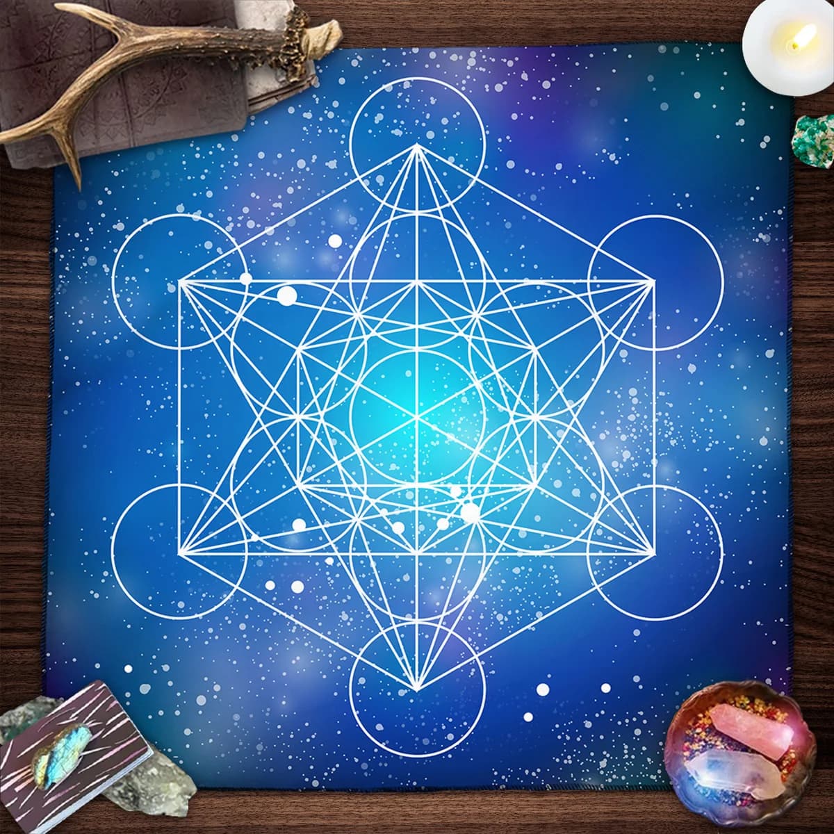 Mandala Fiore della Vita Tarocchi Tovaglia Altare Panno Pagano Stregoneria Divinazione Oracolo Carte Pad Galaxy Tarocchi Tovaglia da Lettura