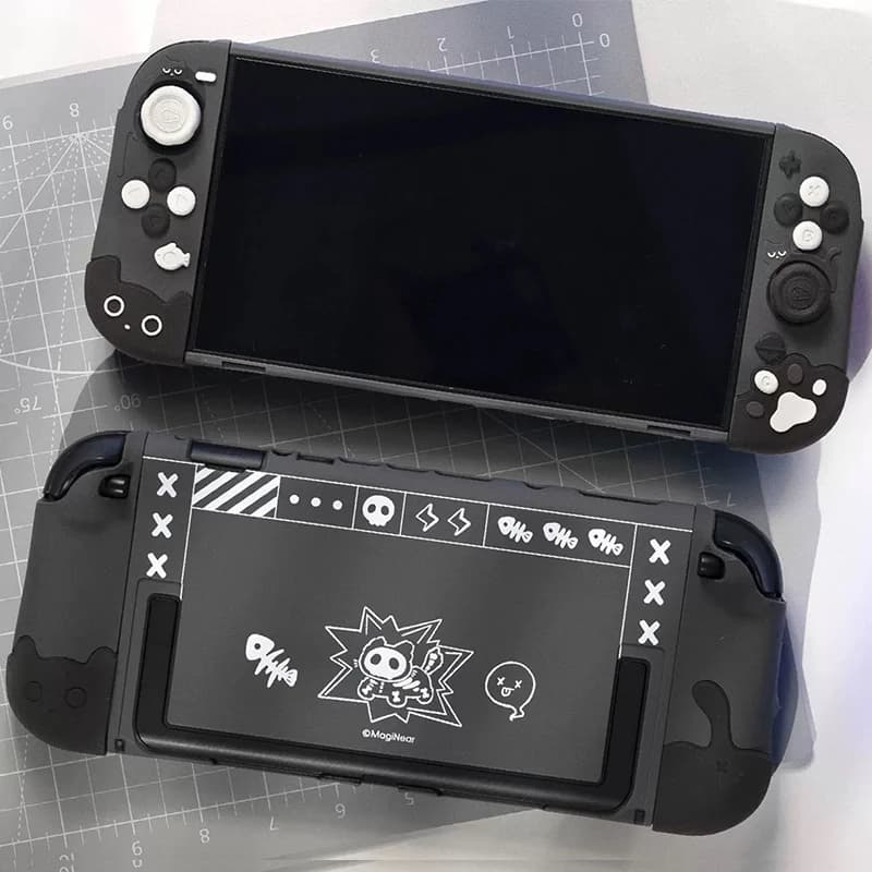 Custodia Protettiva Nera Cool Cat Compatibile con Switch 2 (2025), Cover Protettiva NS2 per Console Nintendo Switch 2 e Controller Joy-Con