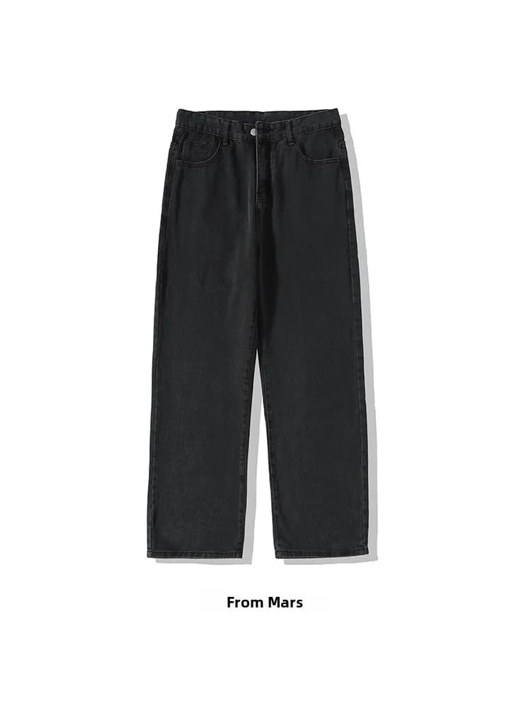 Vintage Washed Straight Leg Wide Leg Pants Loose Fit Jeans Men's Casual Trousers Couples Fashion Spring 2025