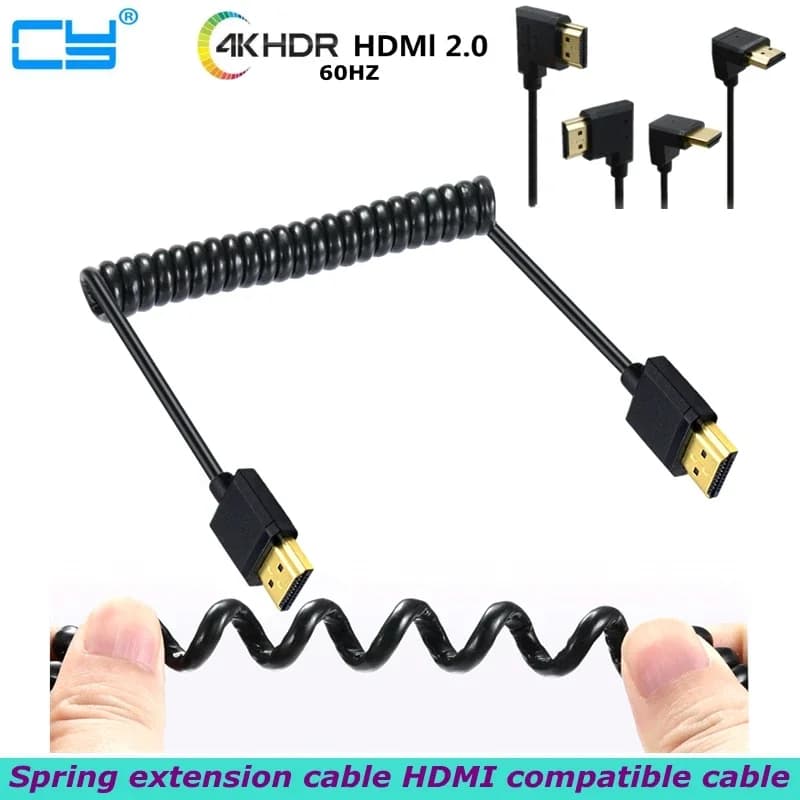Nuovo Cavo HDMI a Spirale 4K*2K@60HZ OD 3.2mm, Cavo HDMI 2.0 Flessibile a 90 Gradi, Sottile e Resistente