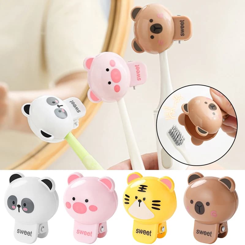 1/2/4 Pieces Covers Animal Shape Brush Head, Portable Clip for Electric Brush, Anti Dust Protection for Home and Travel