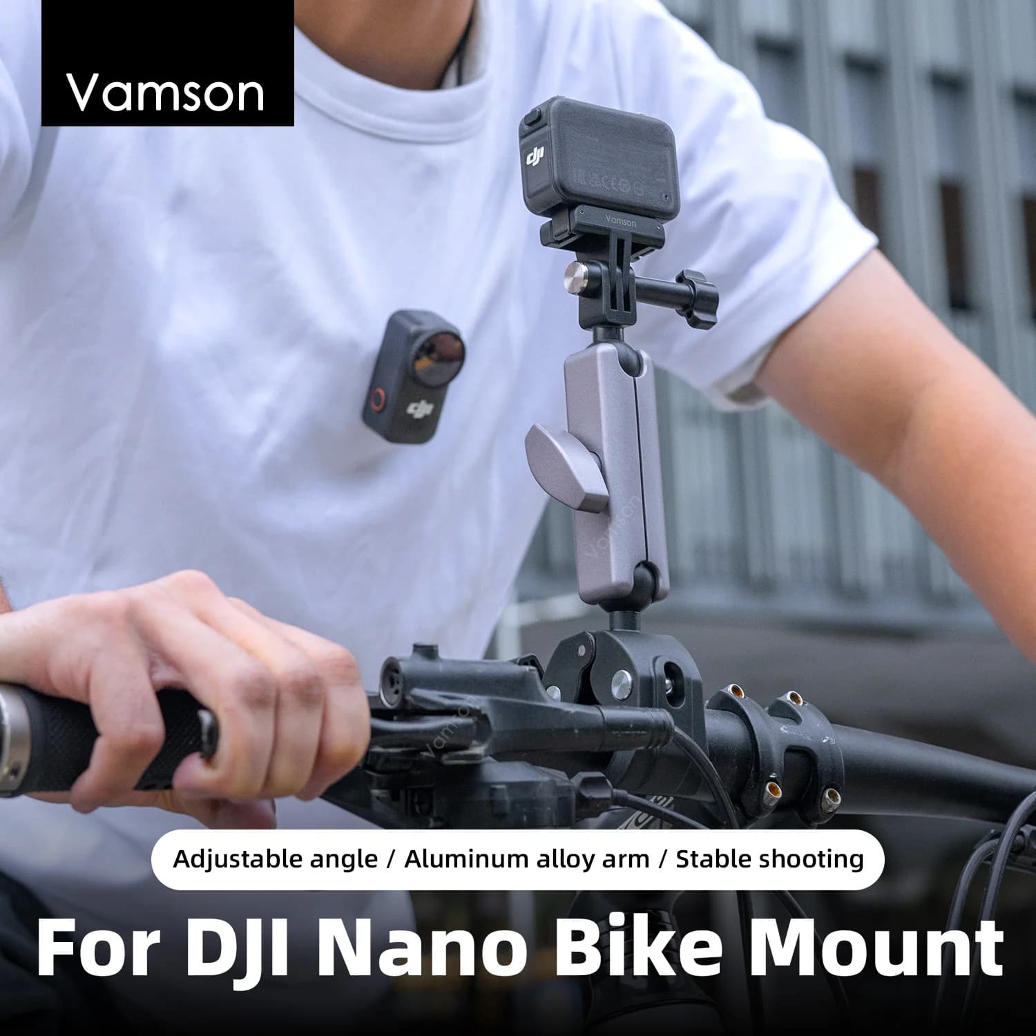 Vamson for DJI Osmo Nano Crab Clamp Handlebar Mount, Motorcycle Bicycle Bike Riding Shooting Action Camera Accessories