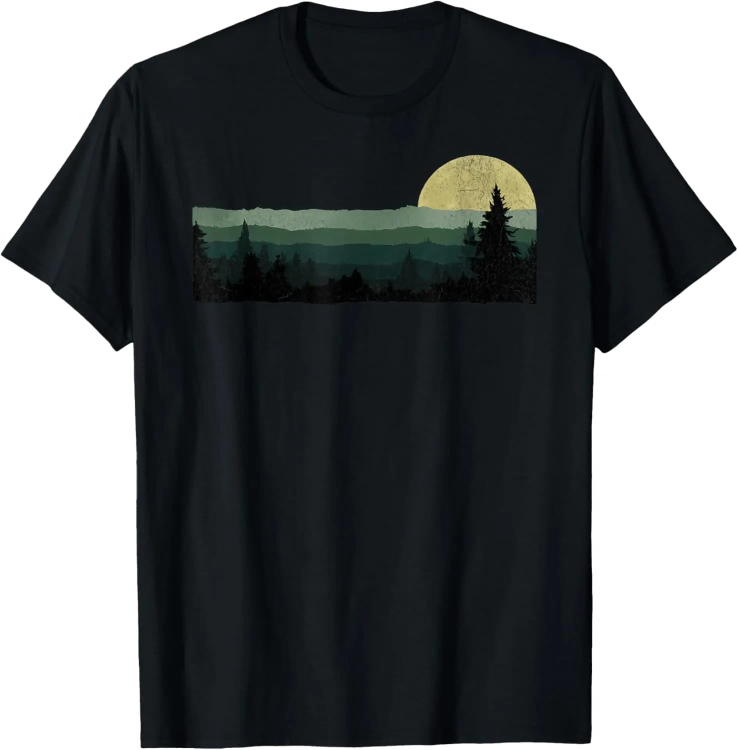 Trees Nature Mountains Adventure Outdoor Wildlife Forest T-Shirt 100% Cotton Trendy Y2K Short-Sleeve Tee – Soft, Quick-Drying, & Moisture-Wicking; Ideal for Sports or Casual Wear; Great Gift for Christmas or Halloween.