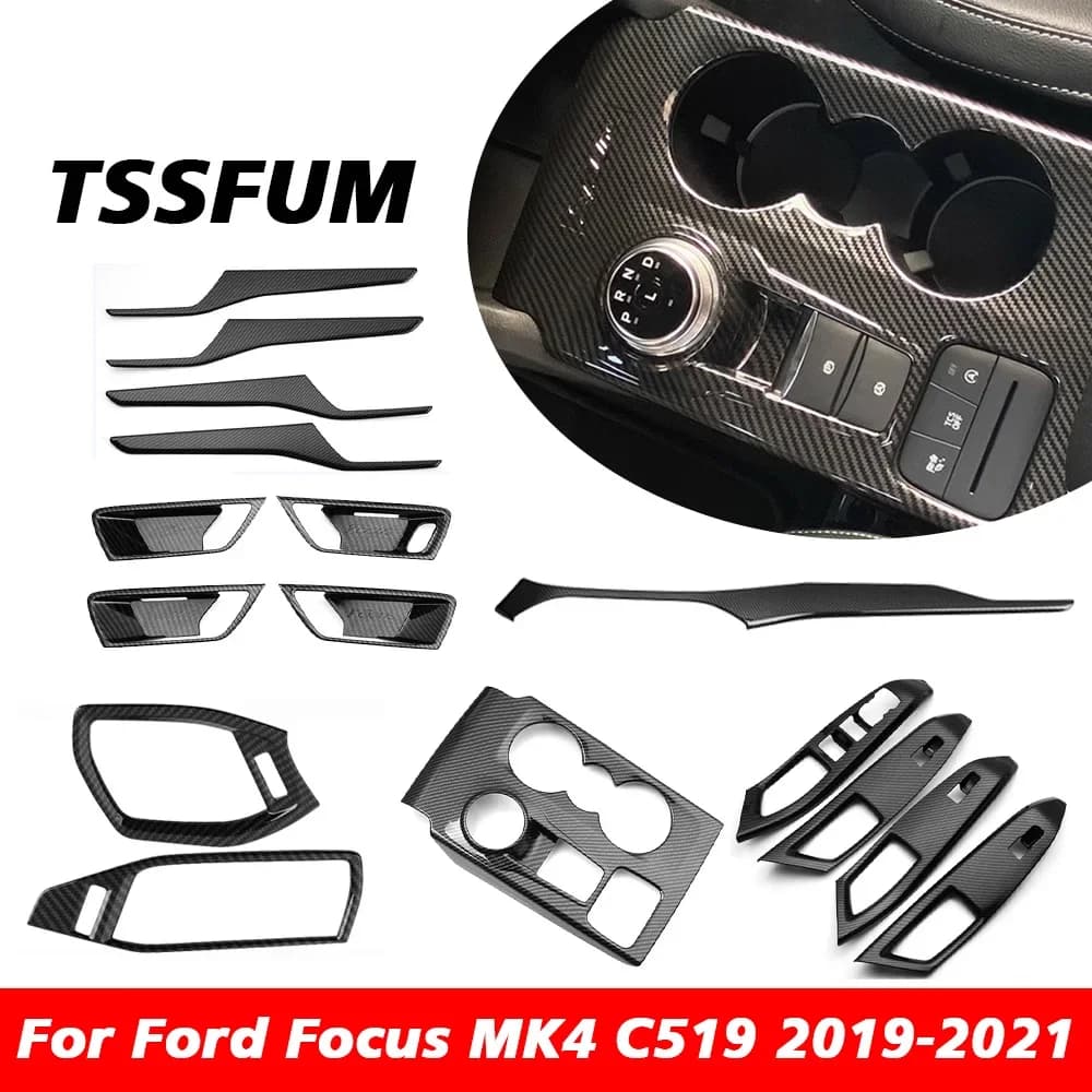 Adesivo in fibra di carbonio per interni auto, copertura del pannello del cambio per Ford Focus MK4 2019 2020 2021 2022, accessori auto