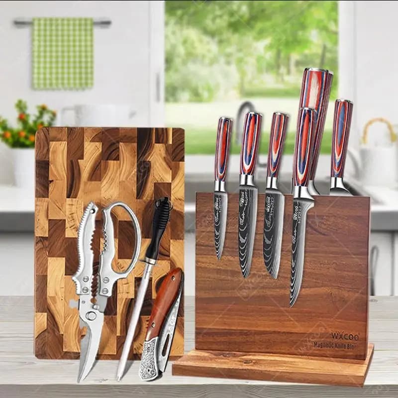 Professional Chef knife WXCOO, Japanese Santoku knife in Damascato steel, Stainless steel kitchen knife
