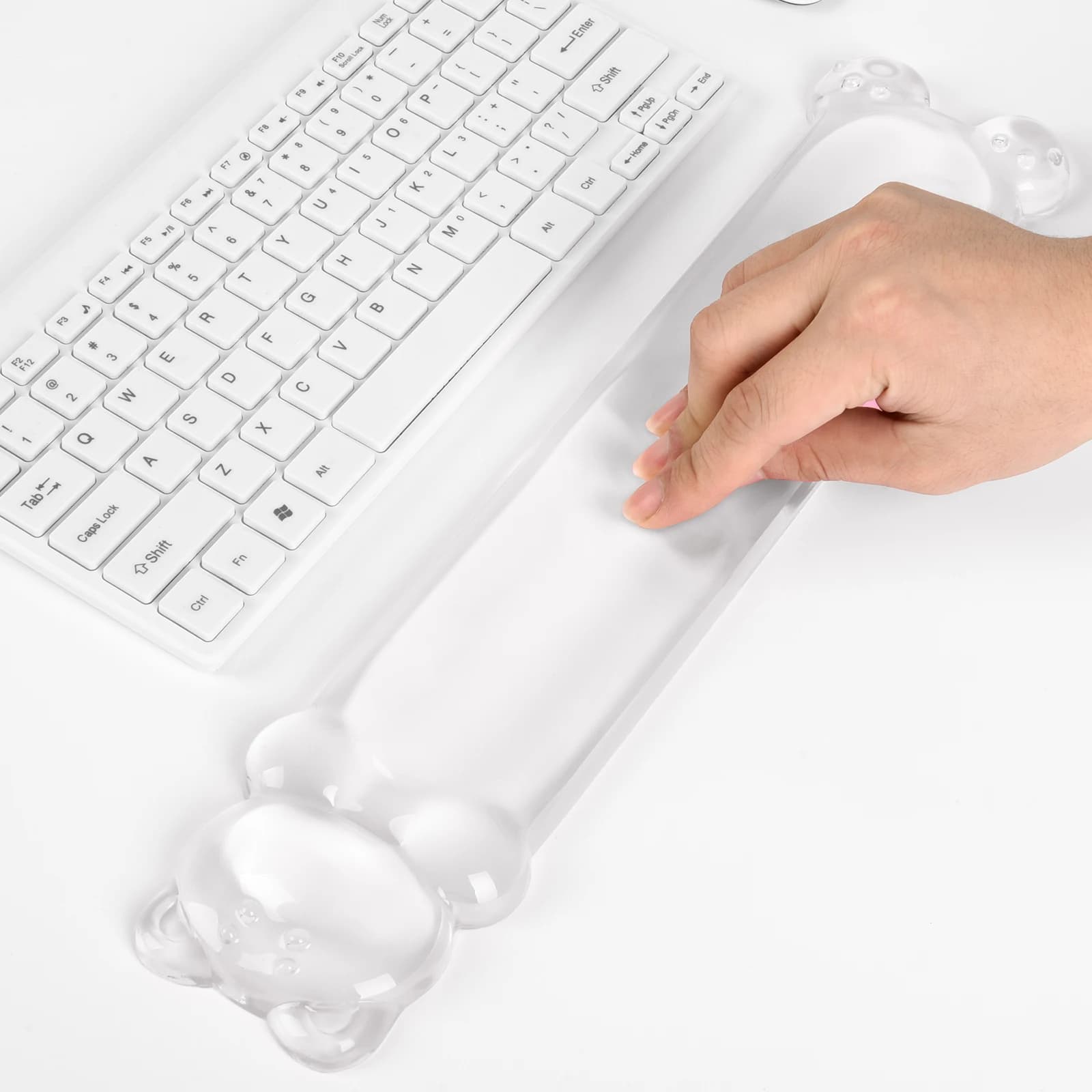 Supporto per Polso a Forma di Orso Carino per Tastiera e Mouse, Antiscivolo in Silicone Trasparente per Scrivania, Ufficio e Console di Gioco