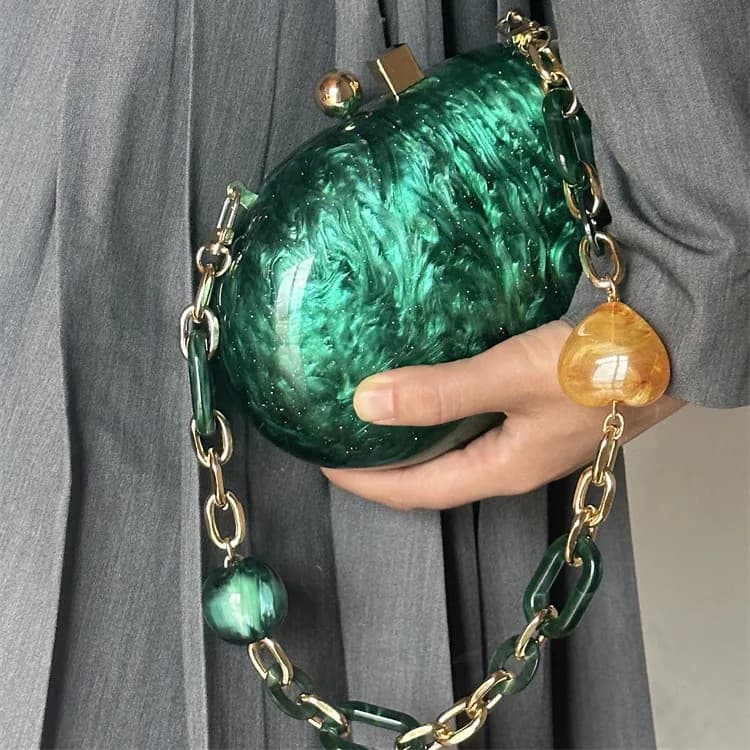 Banchetto nuova pochette in acrilico signore sera Crossbody Press pacchetto matrimonio spalla Shell verde borse scatola borse per le donne