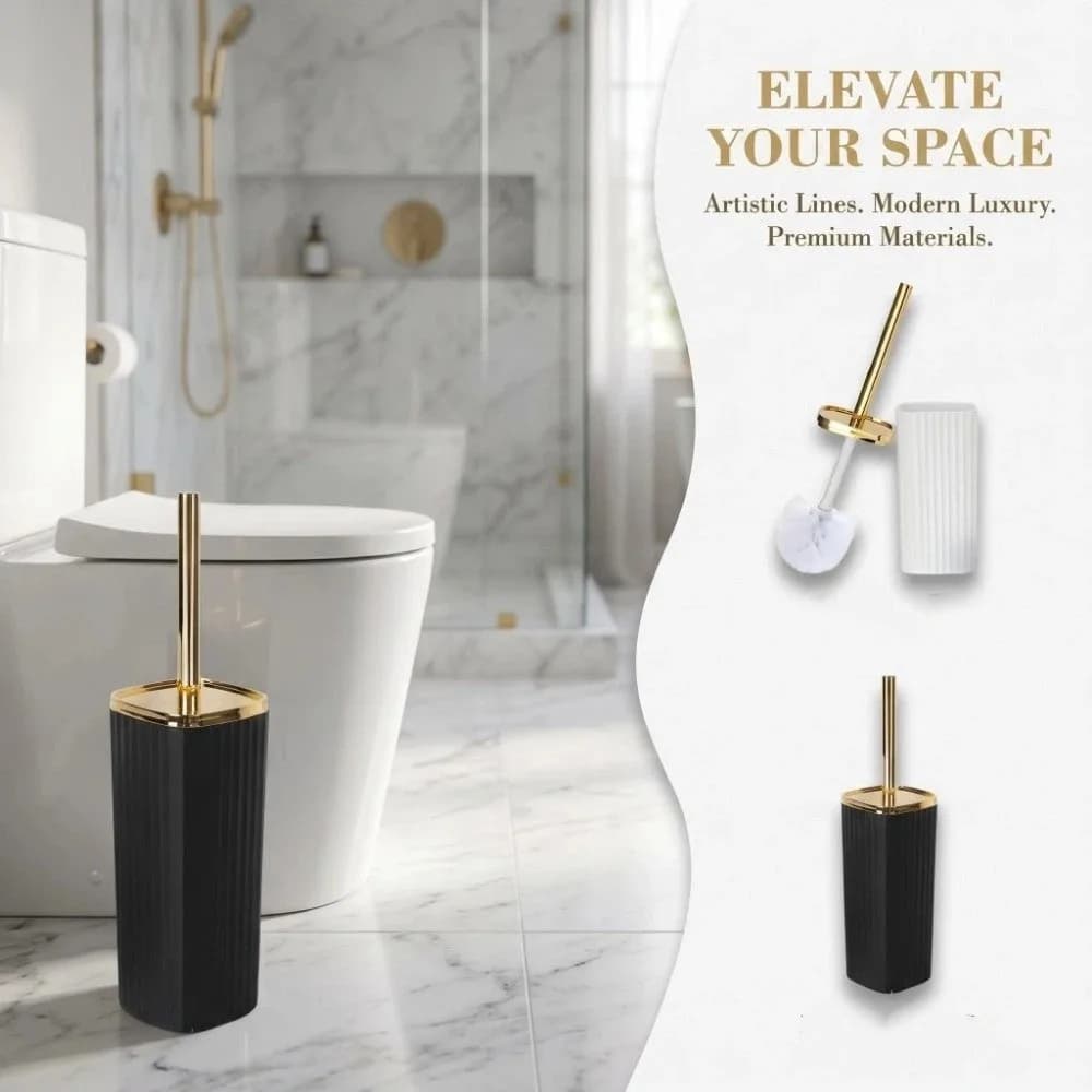 Long-Handle Toilet Brush 360° Rotating Hard-Bristled Bathroom Brush Compact Stand Corrosion Resistant Toilet Cleaning Brush