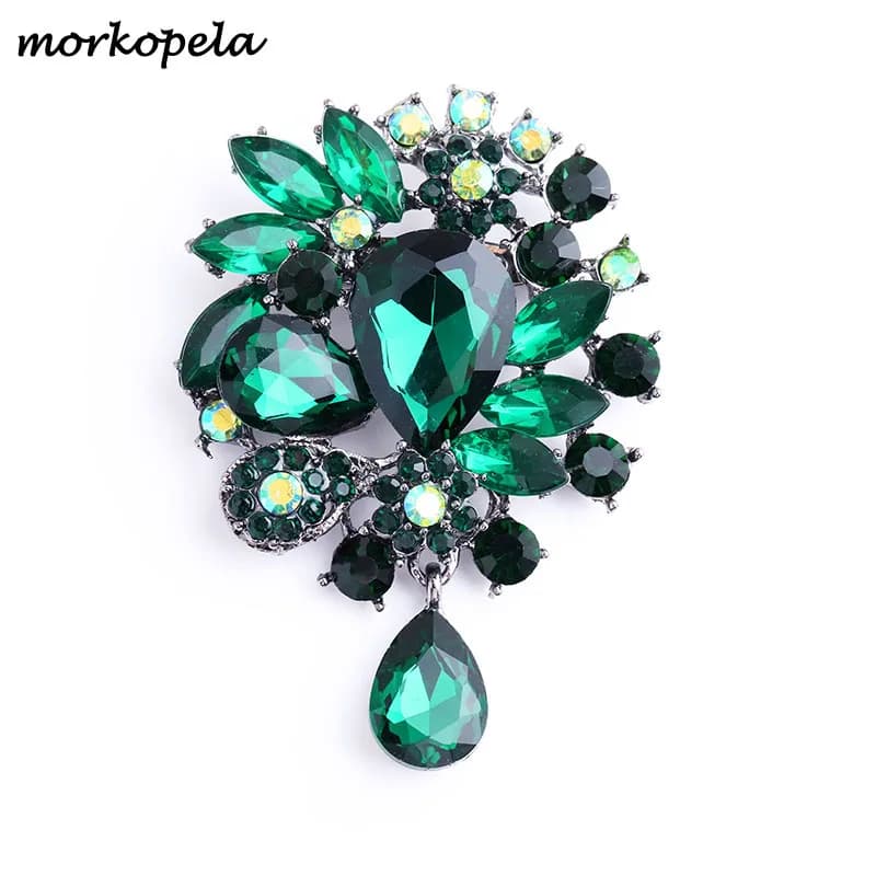 Morkopela spille in cristallo grande e spilla a foglia s per donna banchetto spilla di lusso gioielli sciarpa abito Pin accessori regalo