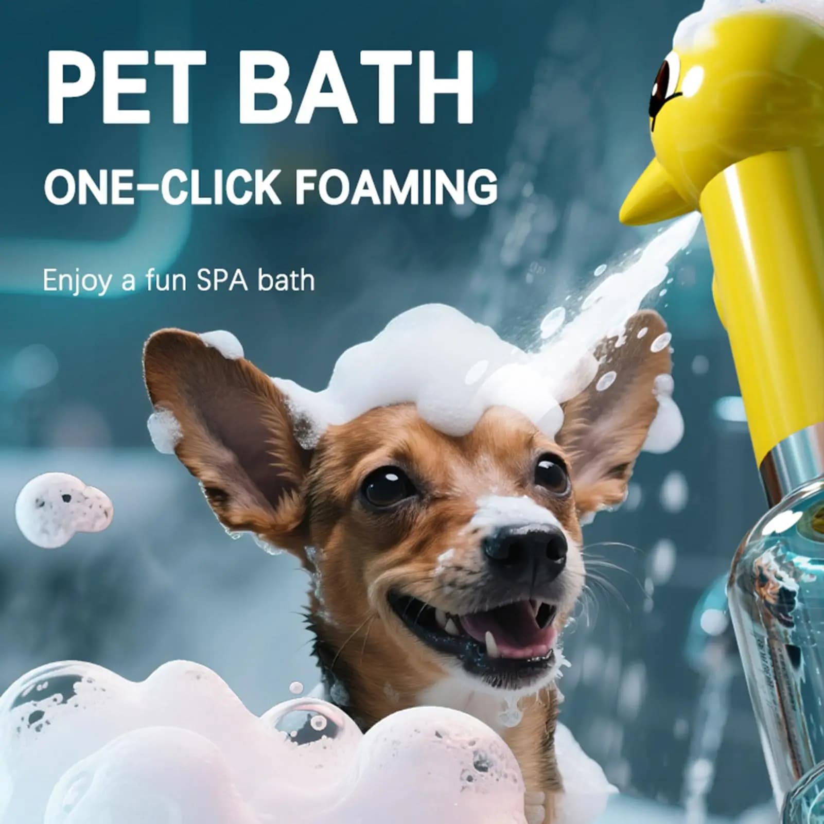 Dispenser di sapone schiumogeno per cani Schiumatore per shampoo delicato per animali domestici Dispenser di sapone per animali domestici resistente agli zoccoli per il campeggio del giardino della vasca da bagno di casa
